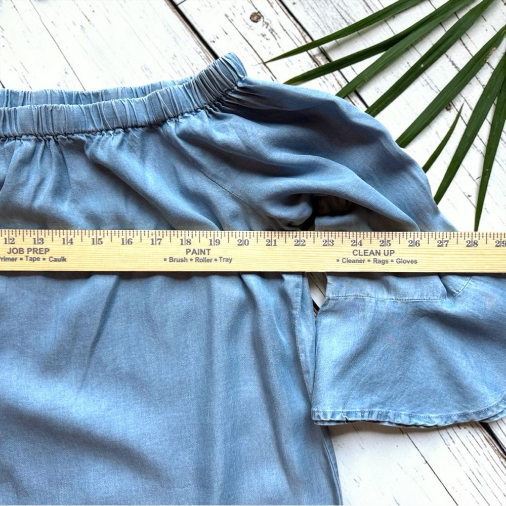 Forever 21+ Off-Shoulder Chambray Dress | Light Wash Denim Look | Size 1X | NWT - Picture 9 of 16